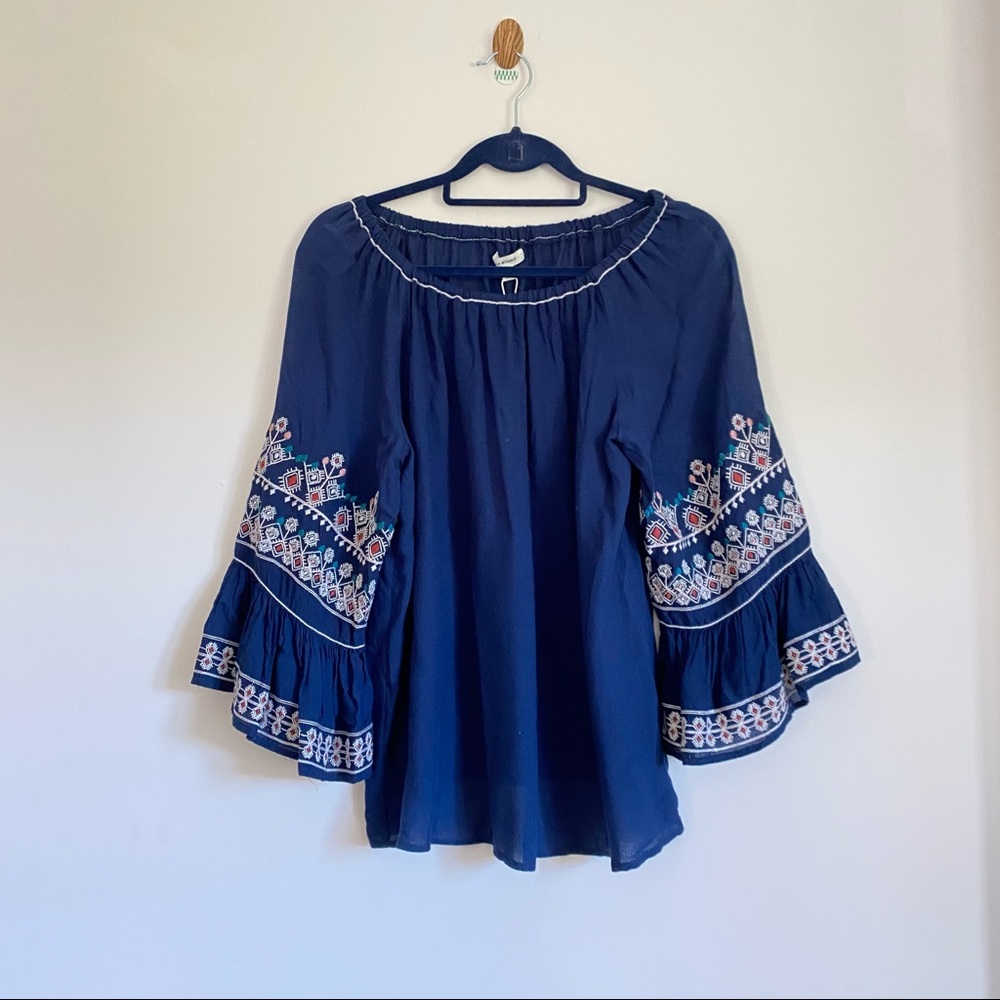 NWT Boho Embroidered Sleeves Top / Blouse